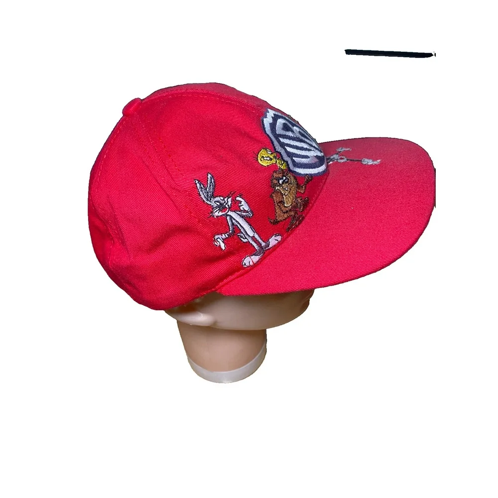 Vintage Warner Bros Looney Tunes Snapback Hat Red Embroidered Kids Cap